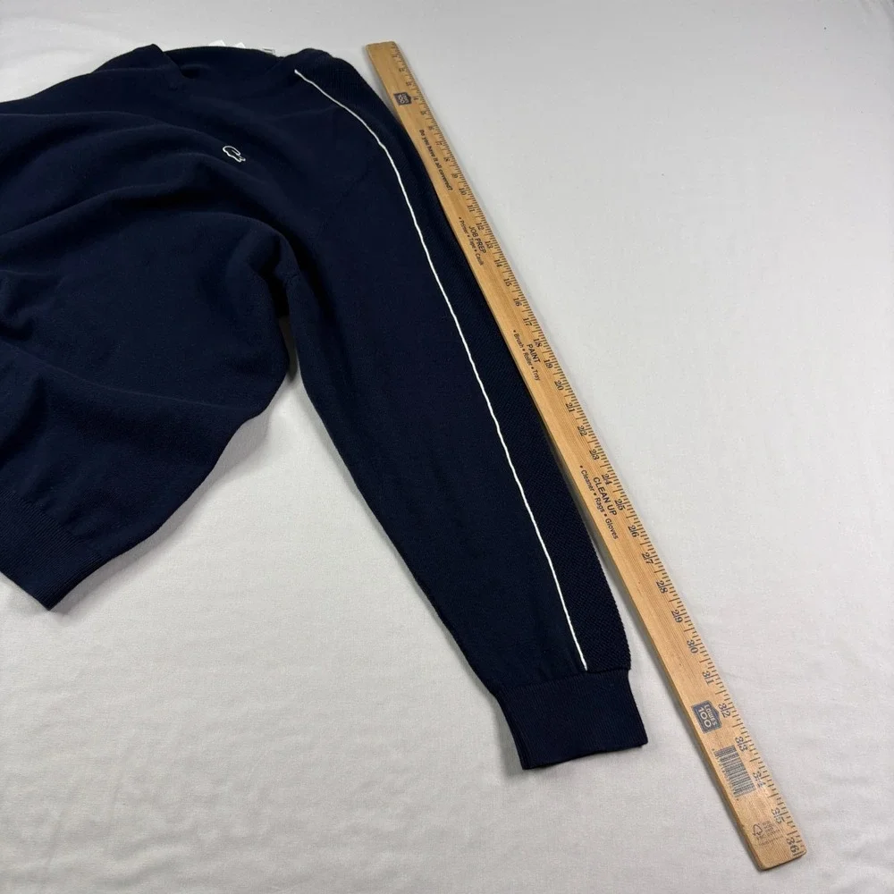 Lacoste Sweater Mens 4XL Blue V-Neck Pullover‎ Slim Fit Stretch